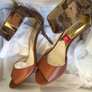 Michael Kors Heels NEW Stelios  Guiliana Strappy Embossed Leather  Size 61/2